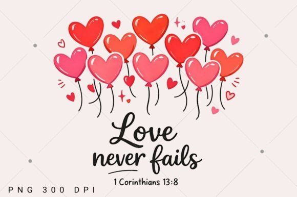 Christian Valentine PNG for T-Shirt Designs