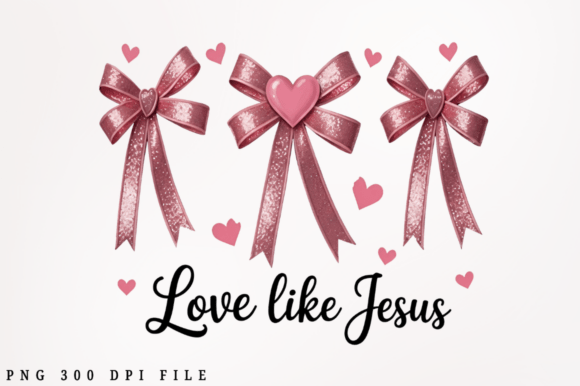Love Like Jesus PNG, Coquette Bow Christ T-Shirt Designs