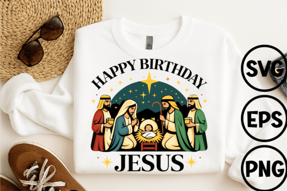 Nativity Scene Baby Jesus Christmas T-Shirt Designs